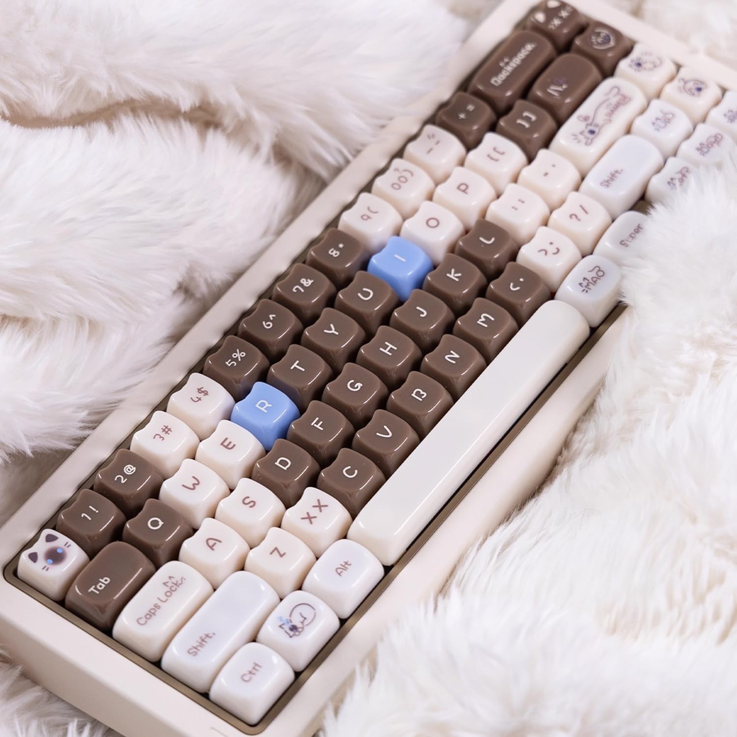 148 Keys Cat Keycaps Brown Cute MOA Profile Keycap Set for Cherry MX Gateron