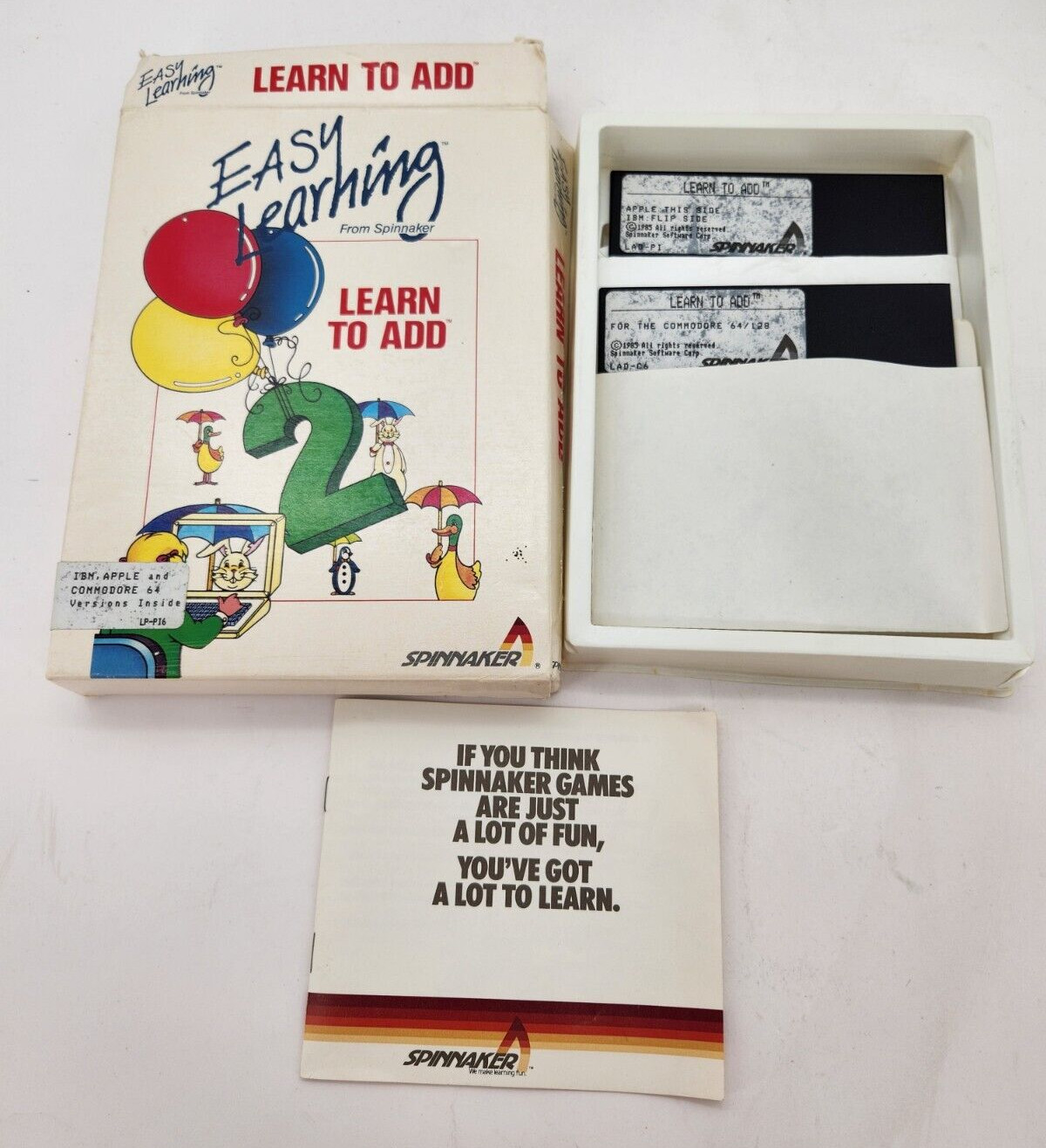 Easy Learning learn to Add 2 commodore 64 & IBM, Apple 5.25 Floppy with Box