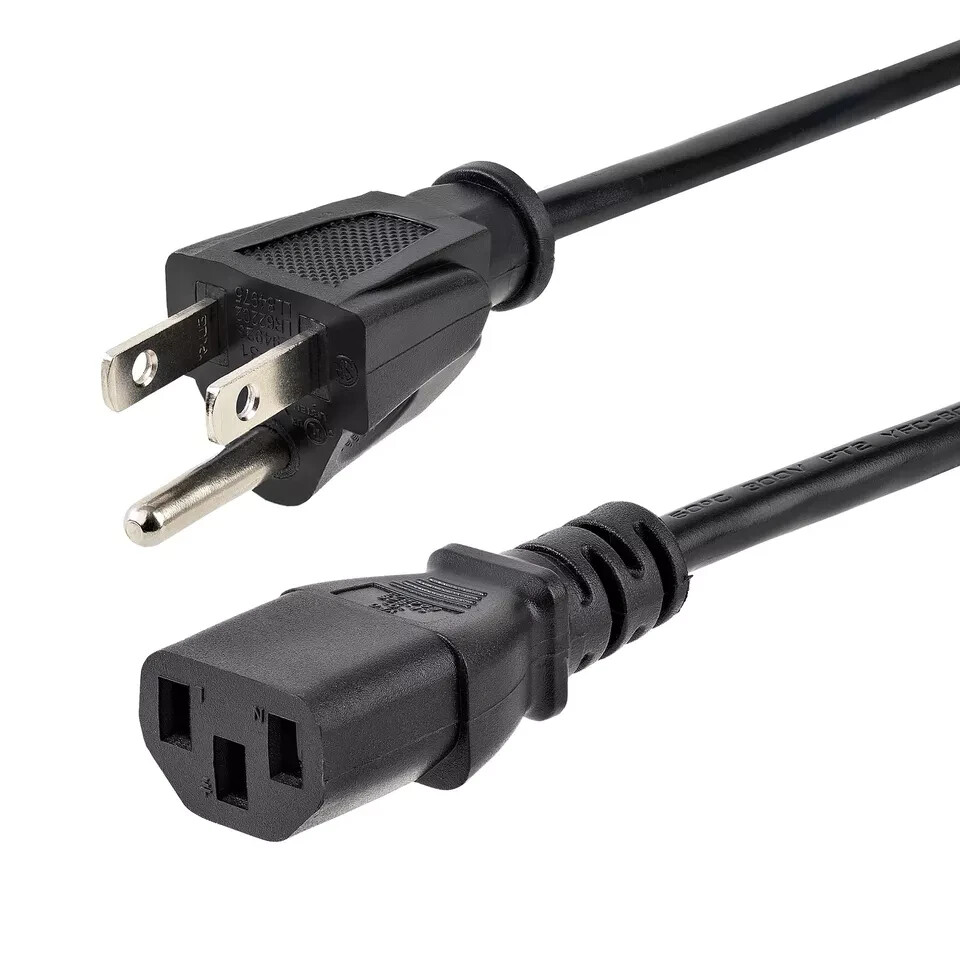 StarTech.com 25ft (7.6m) Computer Power Cord, NEMA 5-15P to C13, 10A 125V, 18...