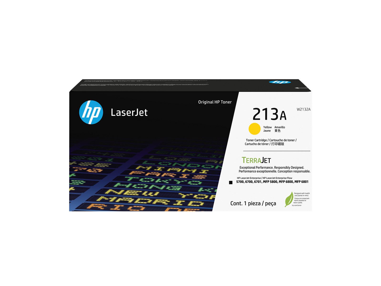 HP 213A Yellow Original LaserJet Toner Cartridge, ~3,000 pages, W2132A