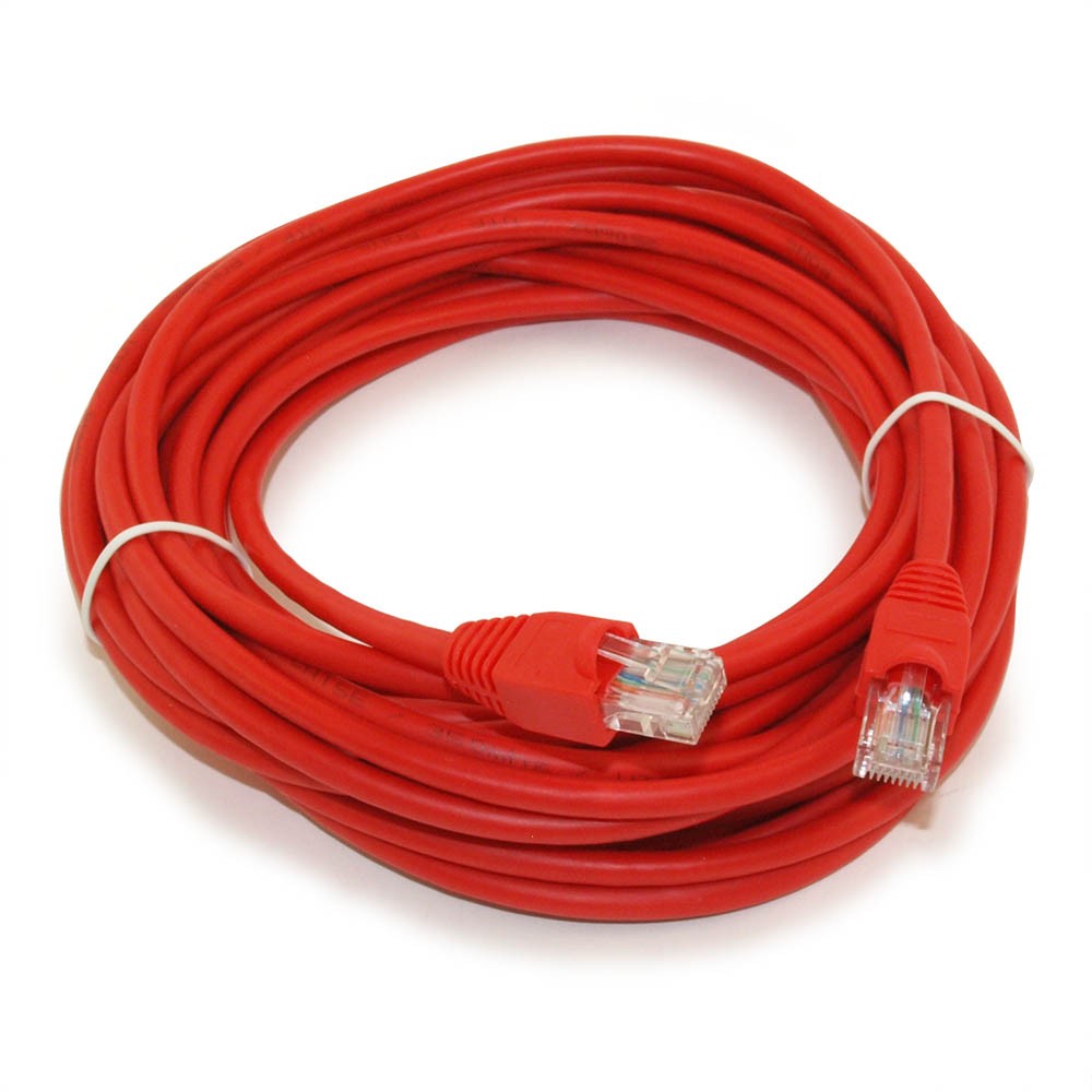 25ft Cat5E Ethernet RJ45 Patch Cable  Stranded  Snagless Booted  RED
