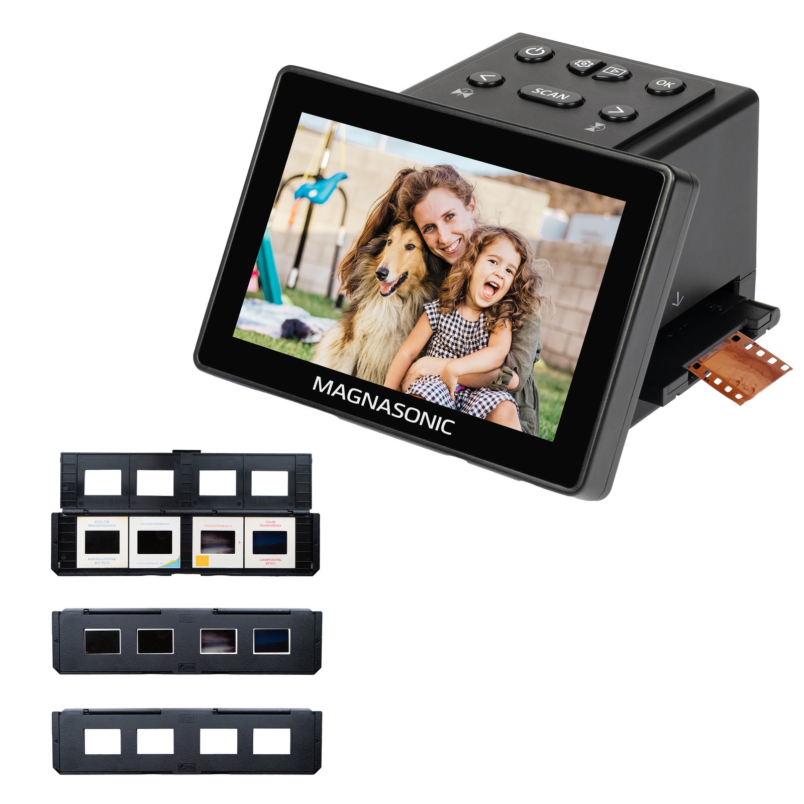 Magnasonic 25MP Film Scanner with Large 5" Display, Long Tray Slide Film Holders
