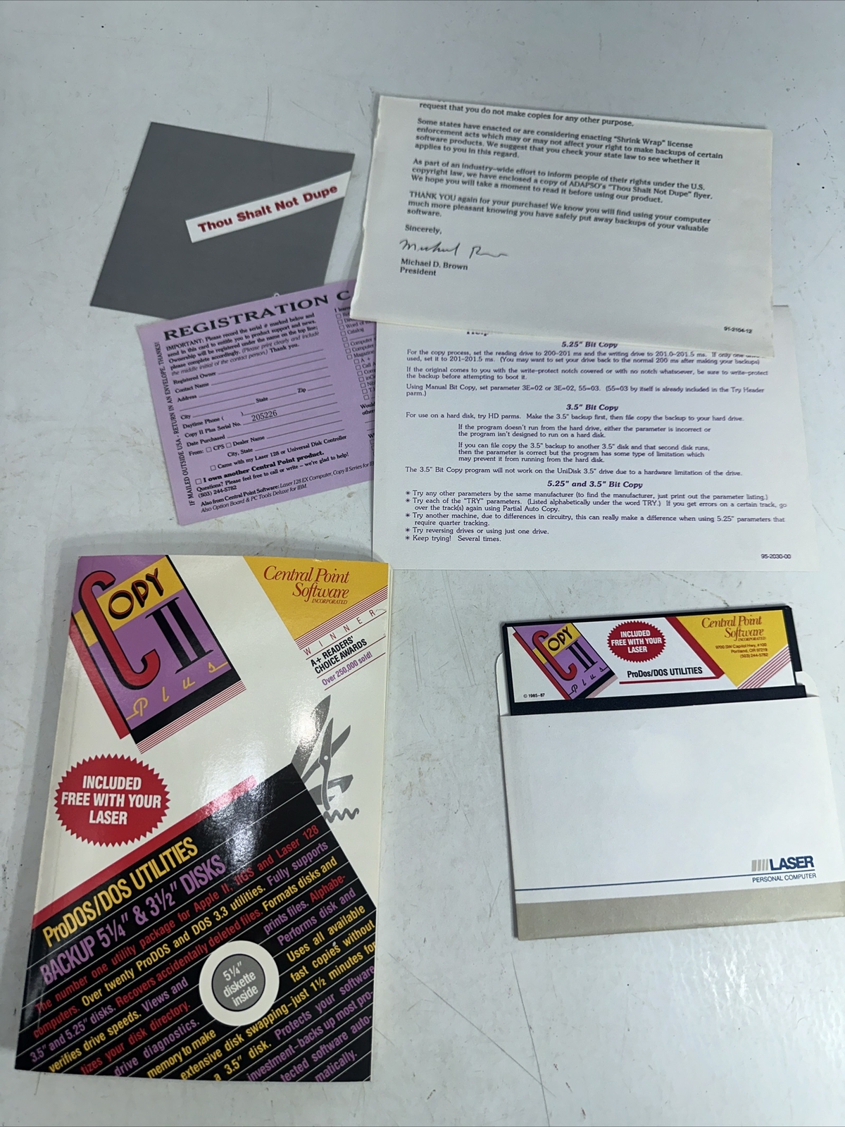 Copy II Plus Central Point Software ProDOS/DOS Utilities 5 1/4 3 1/2