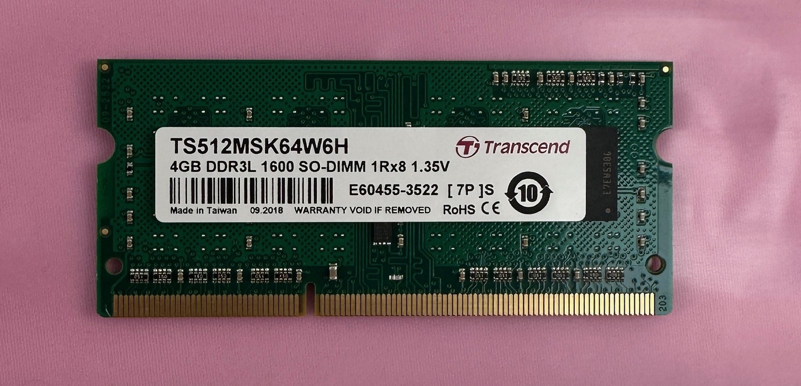 Transcend 4GB TS512MSK64W6H PC3L-12800 DDR3 Laptop Ram