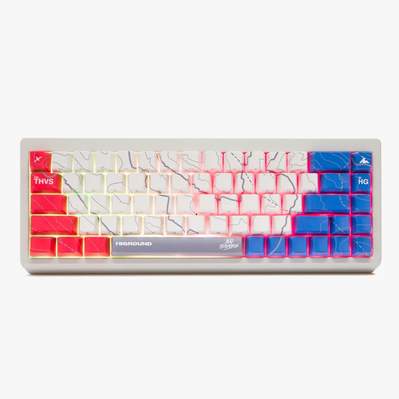 100 Thieves 100T x HG Higround Summit 65 Red White Blue Keyboard Cartograph
