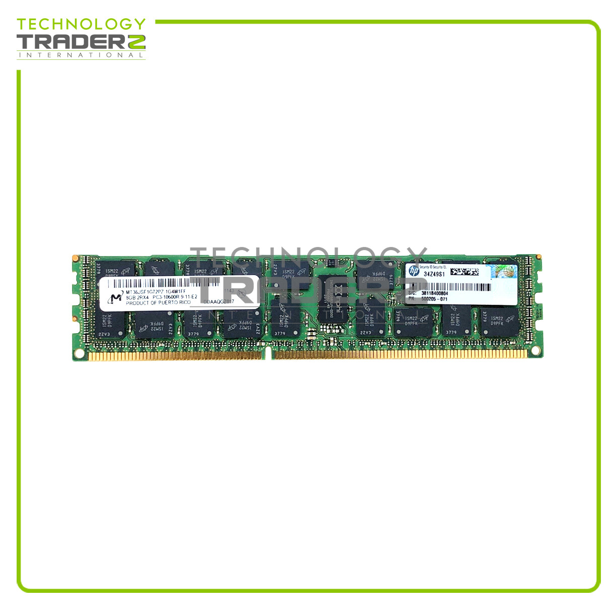 500662-B21 HP 8GB PC3-10600 DDR3-1333MHz ECC 2Rx4 Memory 500205-071 501536-001