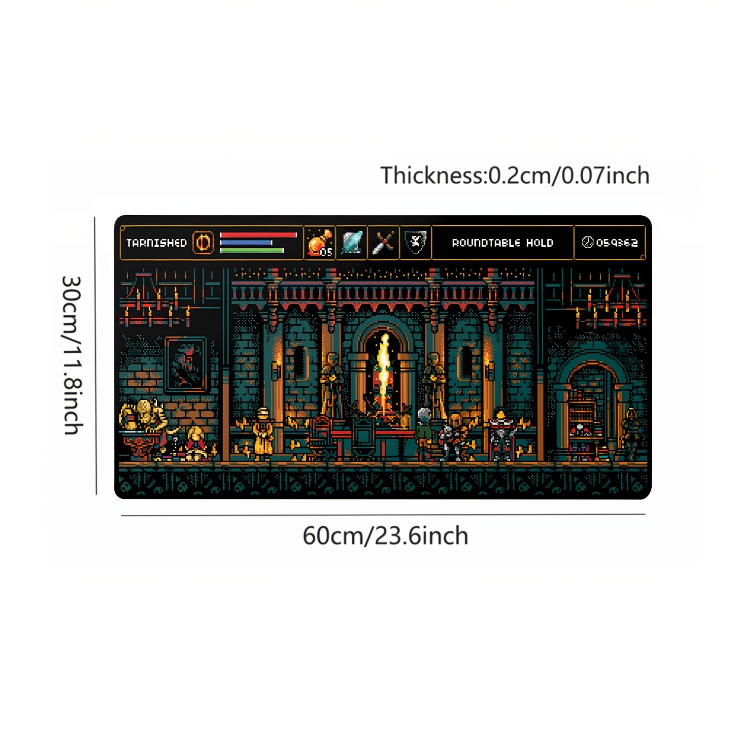 1pc Retro Pixel Art Large Gaming Mouse Pad & Keyboard Mat - Ultra-Smooth Stitc
