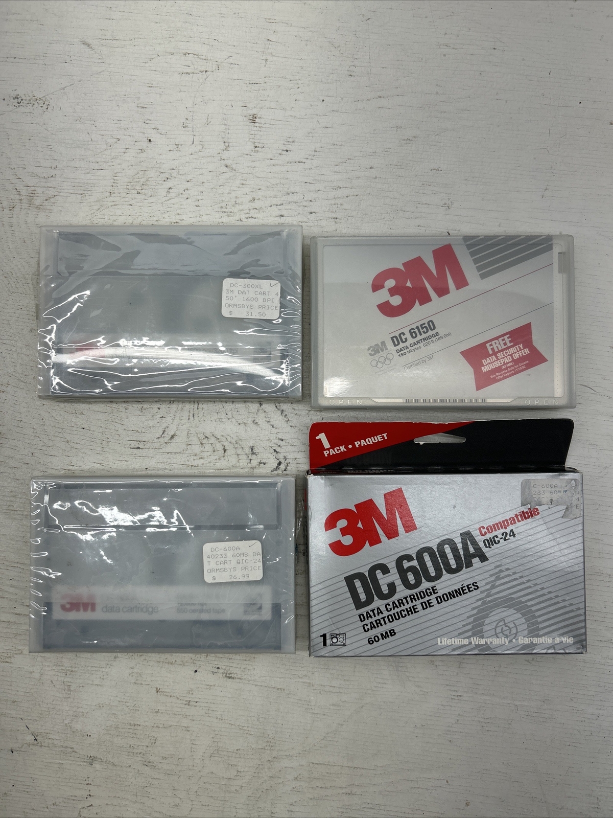 Lot Of 4 3M Data Cartridges - DC-300XL, DC6150, & Two DC600A