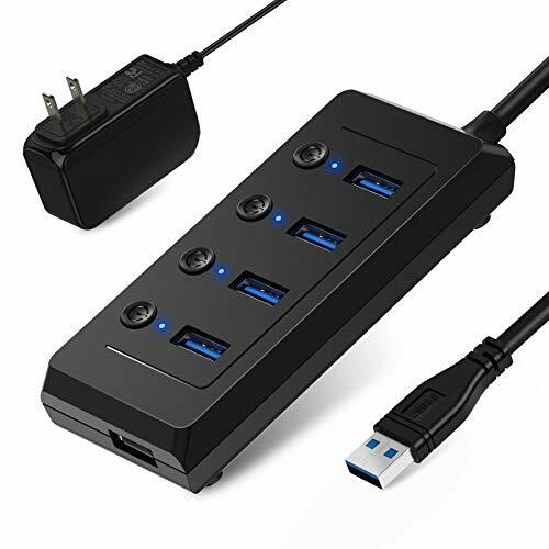 Maxcio 4 Port USB Data Hub Splitter with 1 USB Charging Port - Black