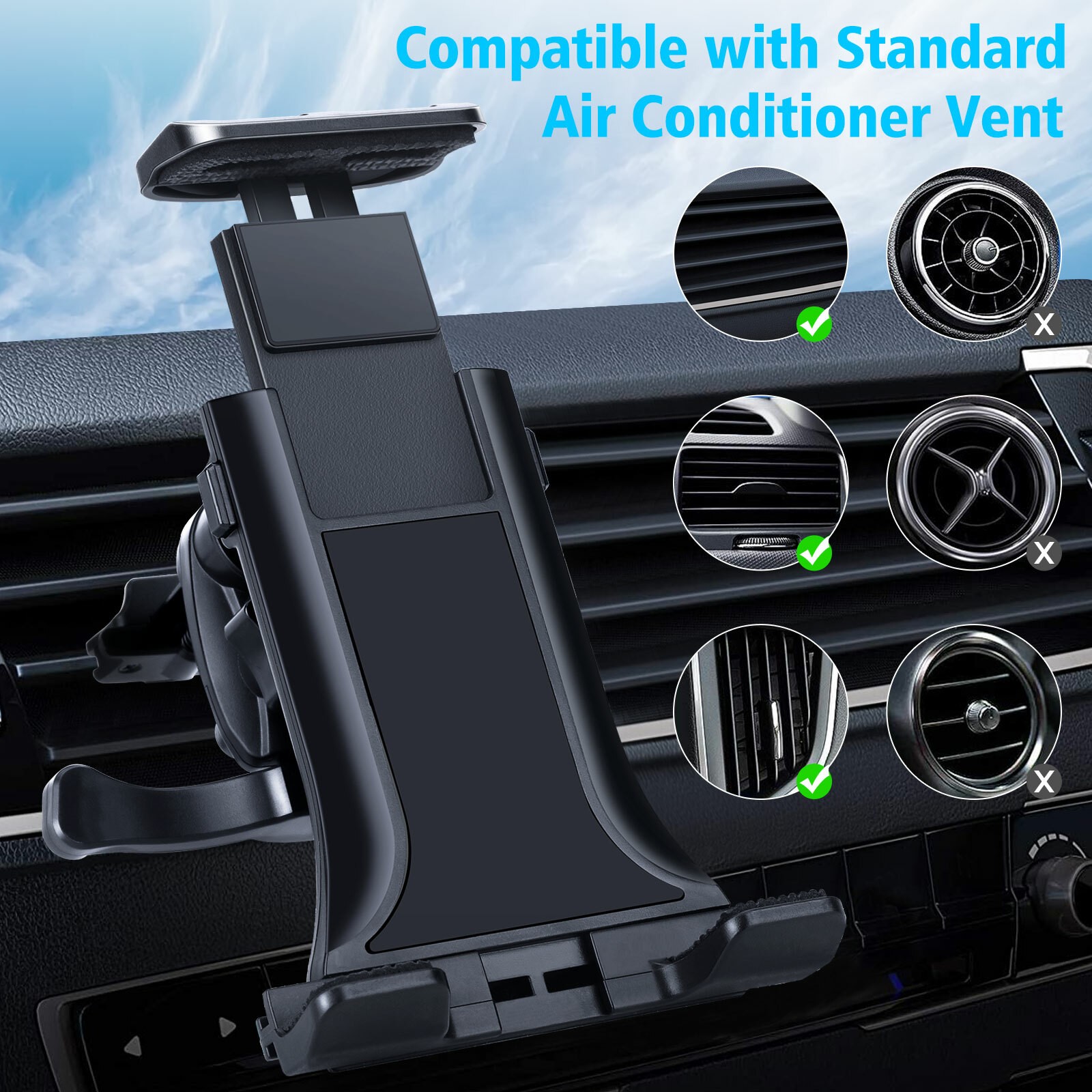 Universal Car Mount Air Vent Tablet Phone Holder 360°Rotate For 4-12" iPhone