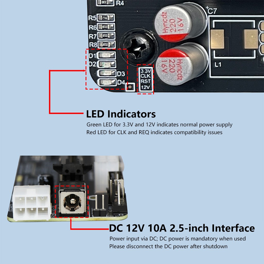 F2D OCuLink Graphics Dock Development Board 64G SFF8612 to PCIe Adapter 8611