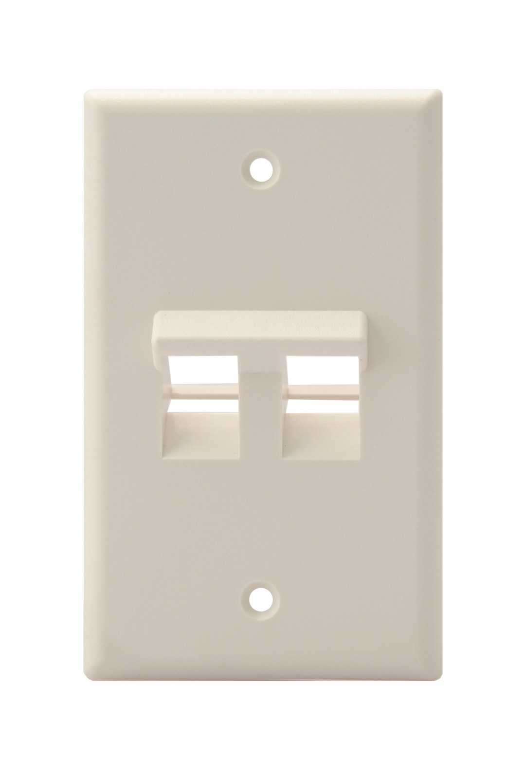 Leviton Angled QuickPort Wallplate 2-Port, Single Gang, 41081-2TP, Light Almond