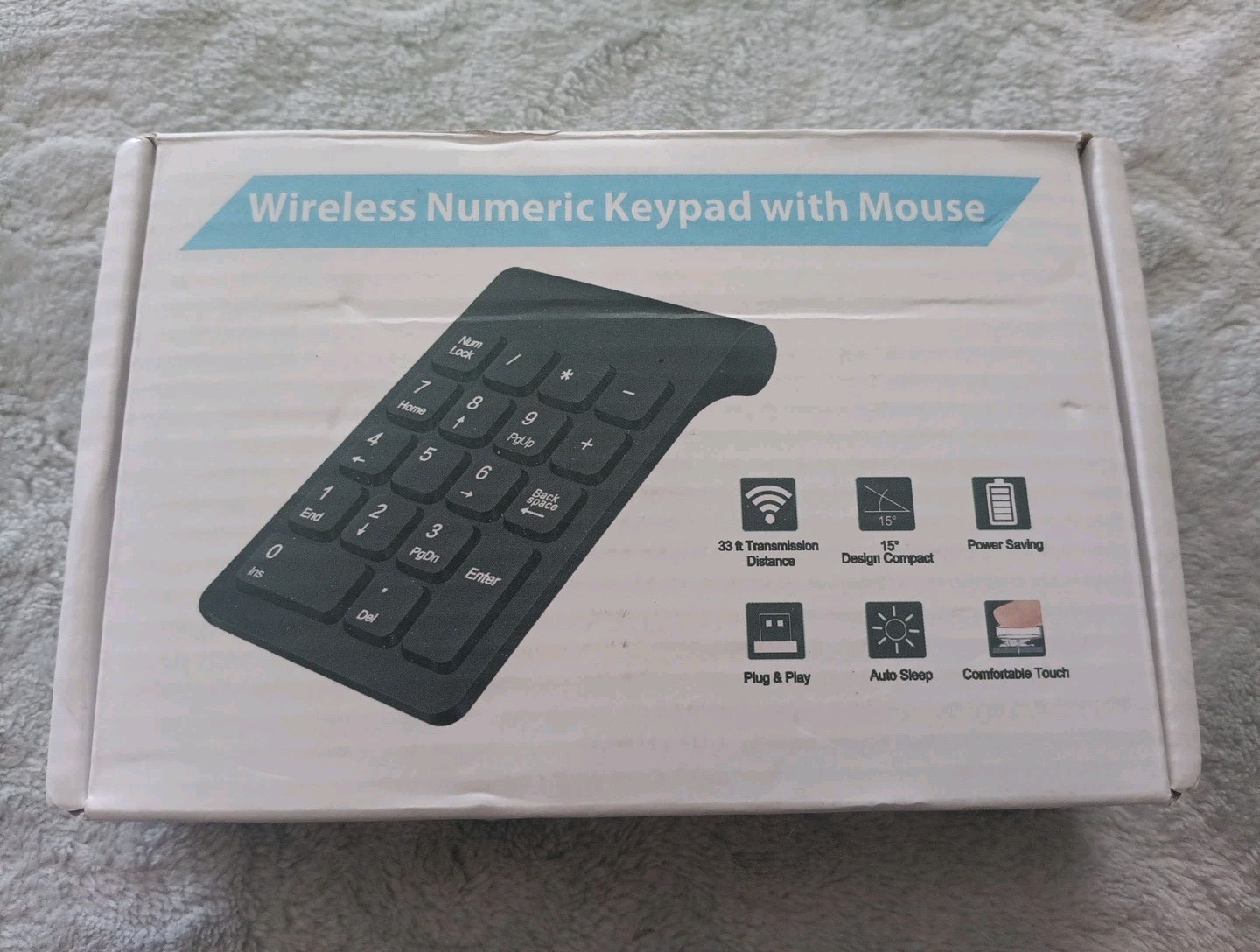 Wireless Numeric Keypad & Mouse Combo – 2.4GHz, USB, Black