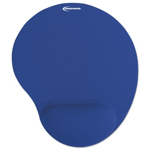 Innovera 50447 Mouse Pad with Fabric-Covered Gel Wrist Rest, 10.37 x 8.87, Blue