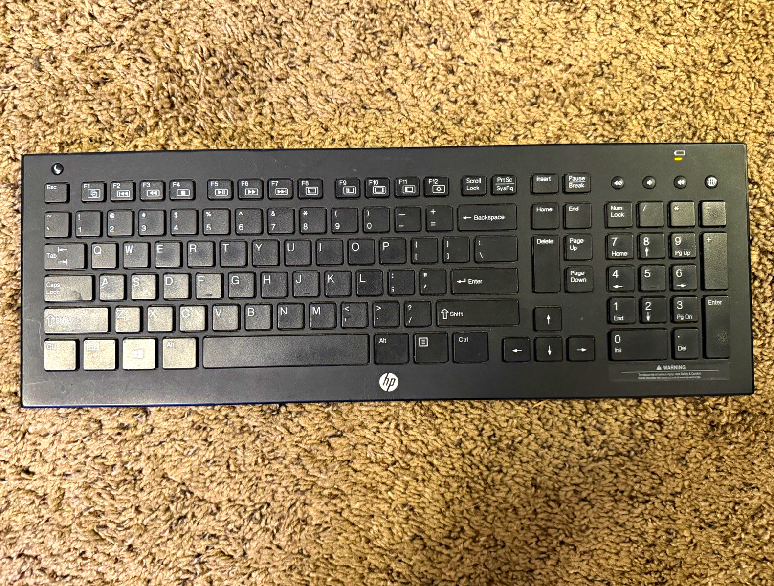 HP Wireless Full-Size Keyboard w/ Numeric Keypad, Multimedia, Black QWERTY