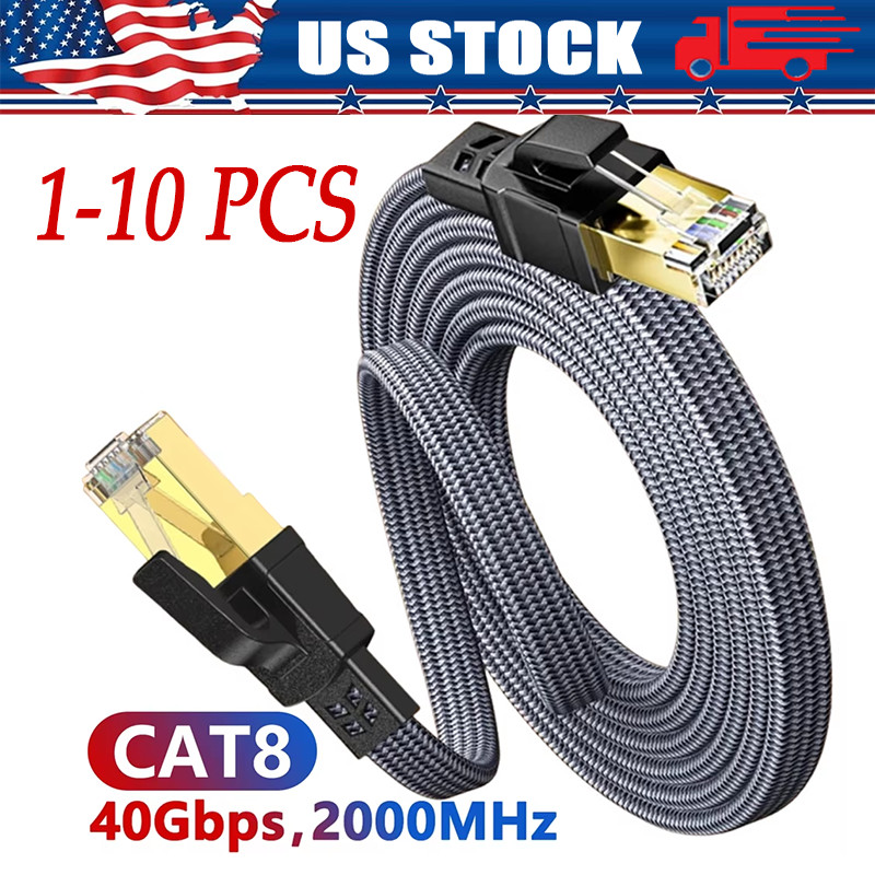 Cat 8 Ethernet RJ45 Cable Super Speed 40Gbps Patch LAN Network Gold Plated Lot