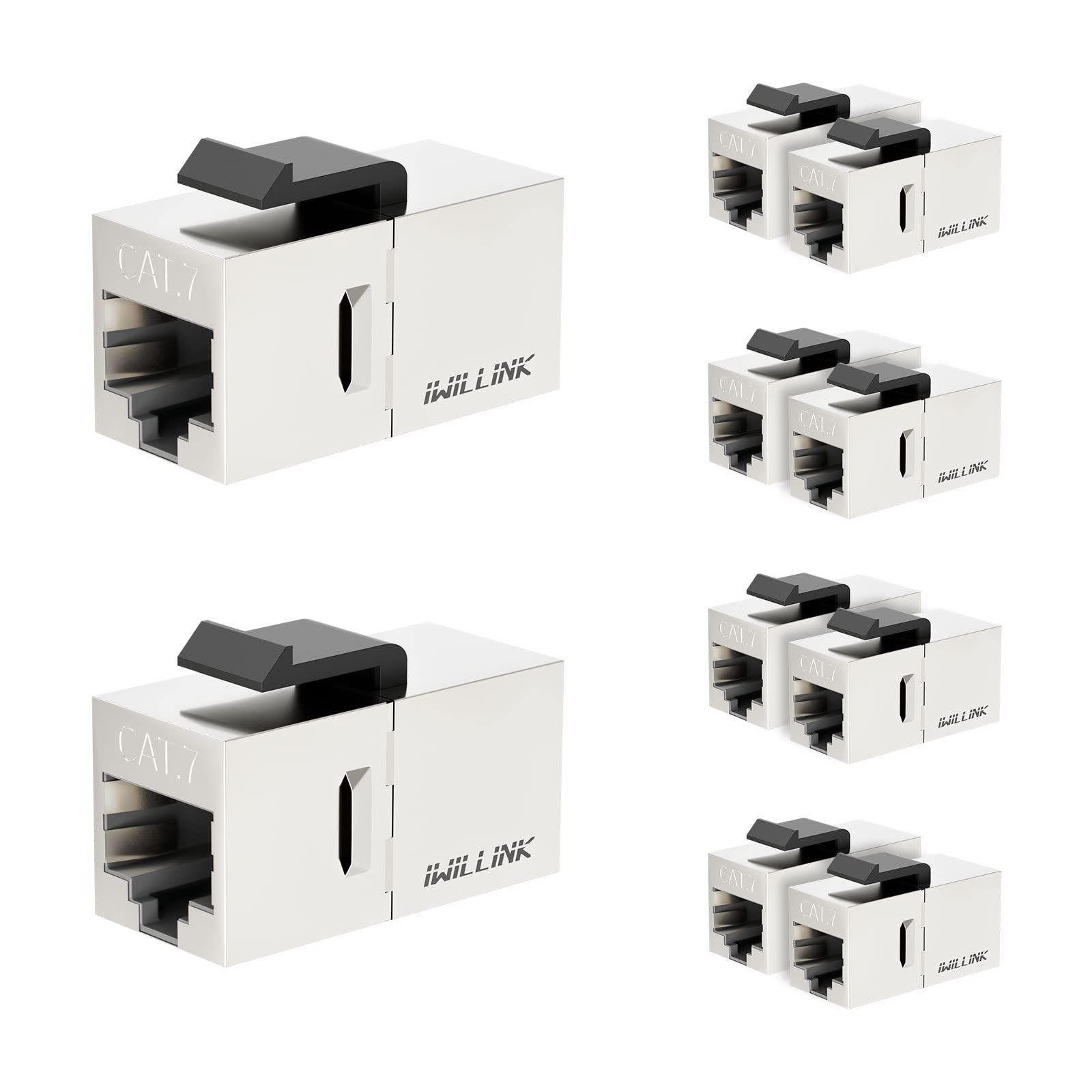10Gbps CAT7 Coupler RJ45 Keystone Shielded Coupler 10-Pack, Ethernet Coupler,...