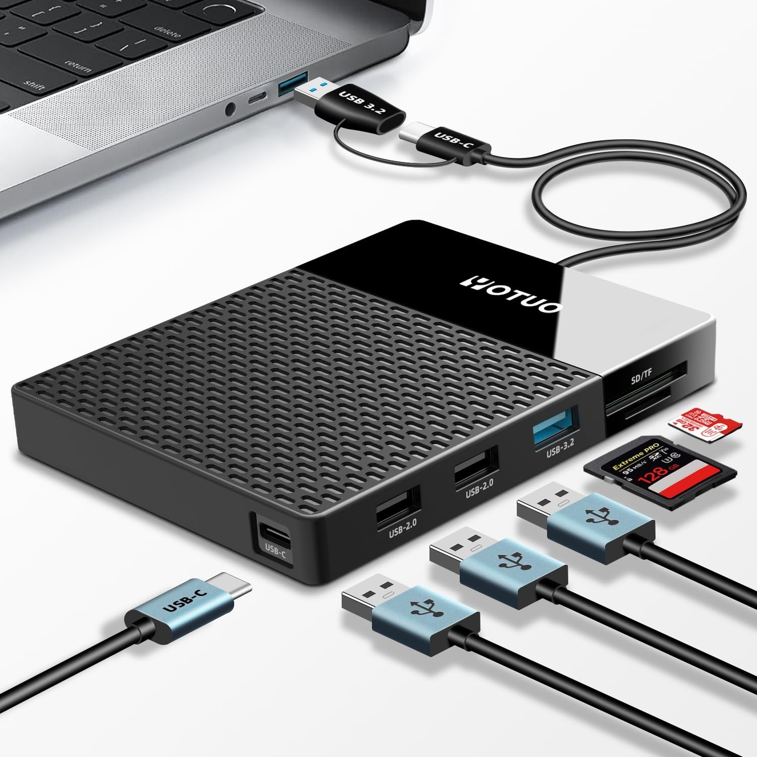 750GB Portable External Hard Drive Docking Station, 7-in-1 USB C Hub, Card Reade