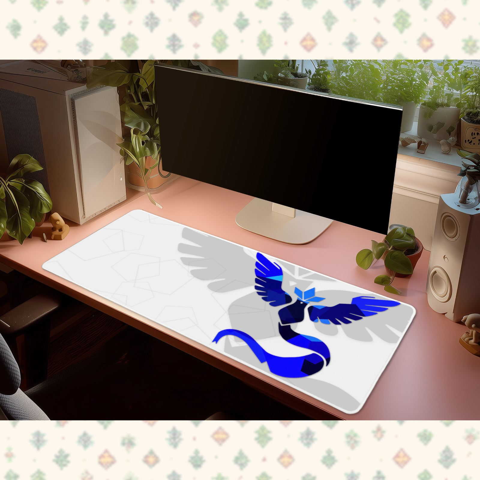 Pokemon Articuno Minimalist Desk Mat Mouse Pad Large Extended Gaming Art