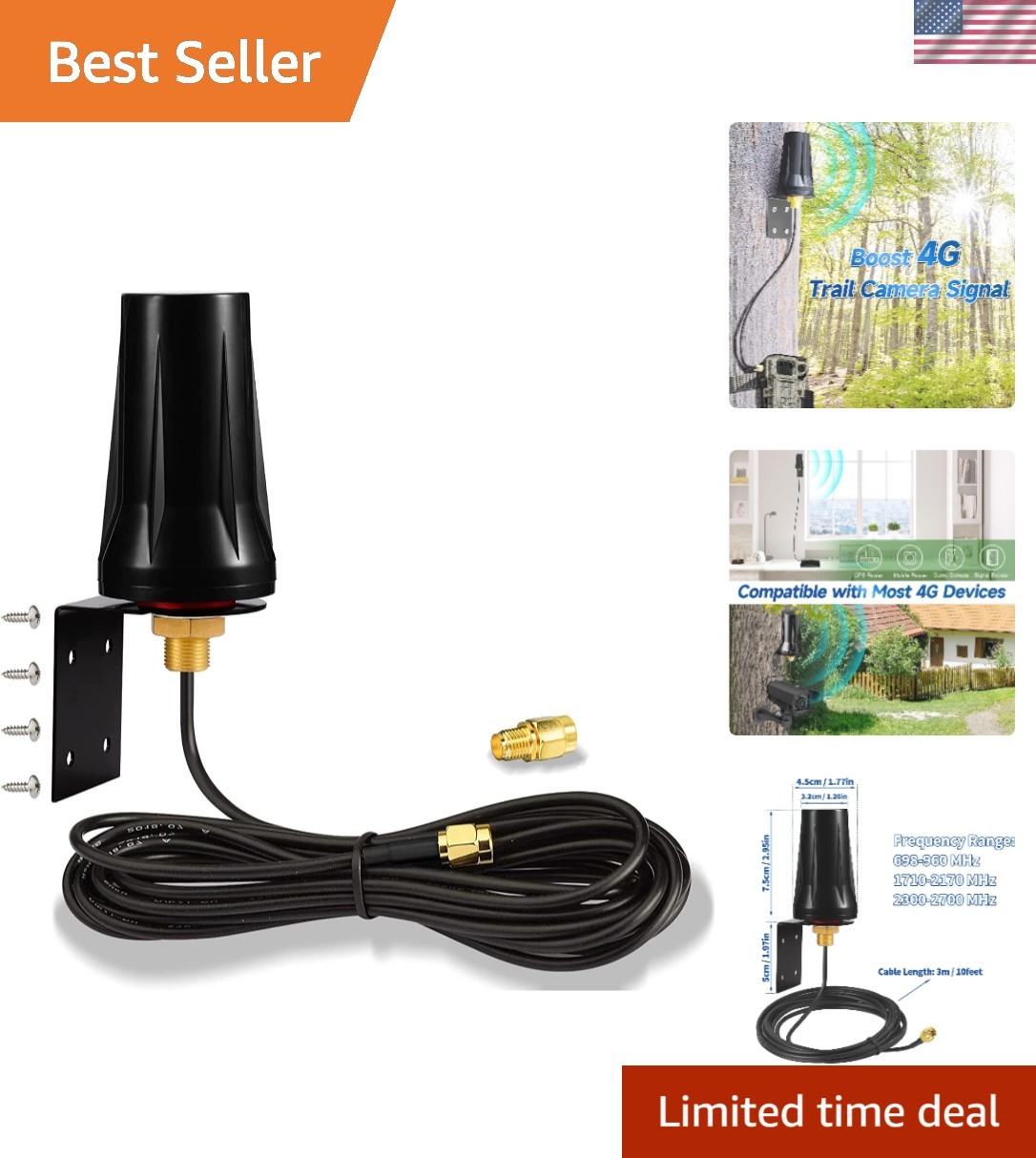 Compact Omni-Directional 4G LTE Antenna for Verizon & AT&T - Waterproof