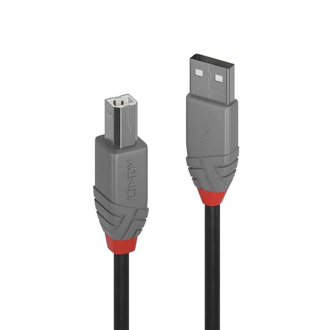 LINDY 2m USB 2.0 Type A to B Cable, Anthra Line, Black 2m Anthra Line