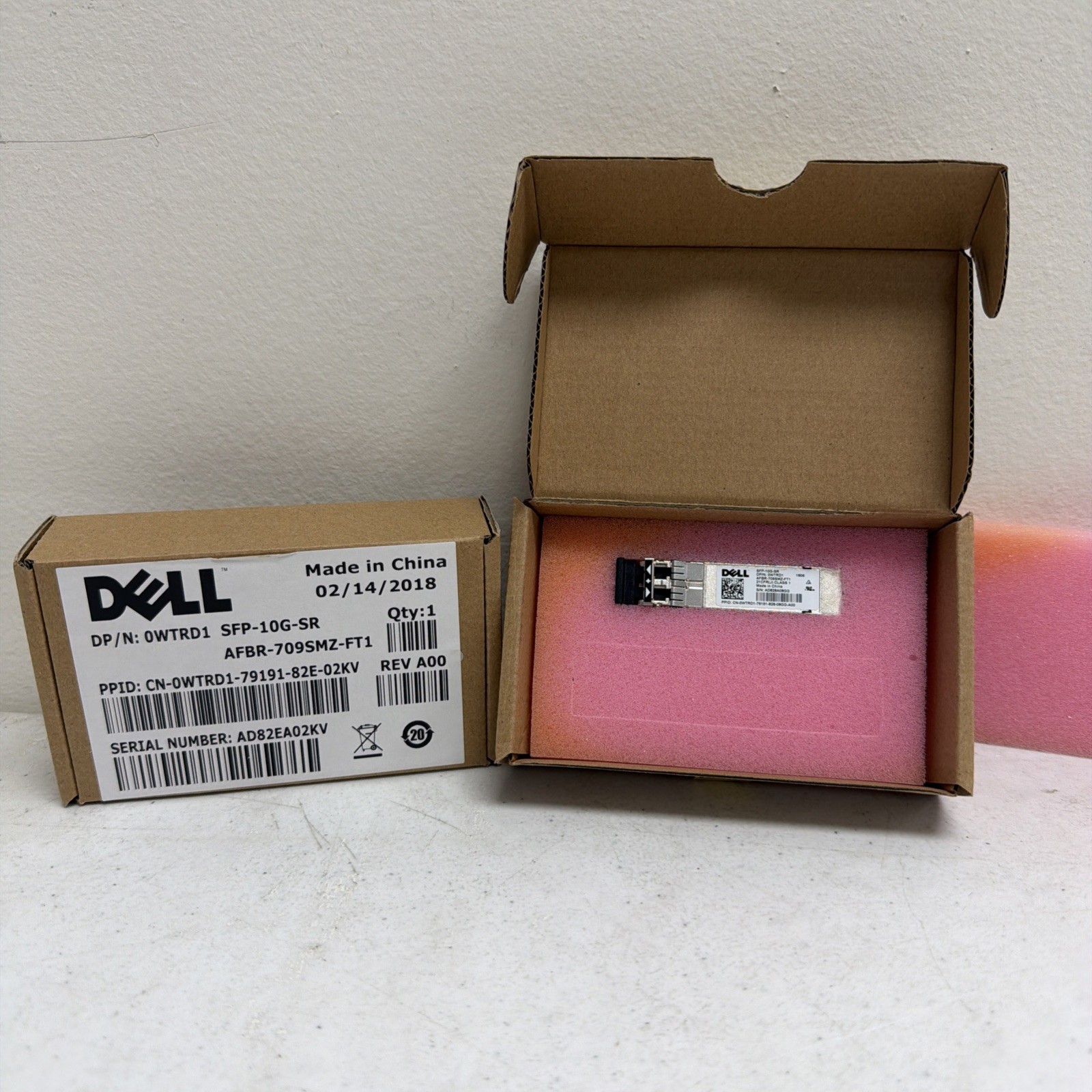 (2)NEW GENUINE Dell 10GB SFP-10G-SR SFP+ Transceiver AFBR-709SMZ-FT1 10Gbe WTRD1
