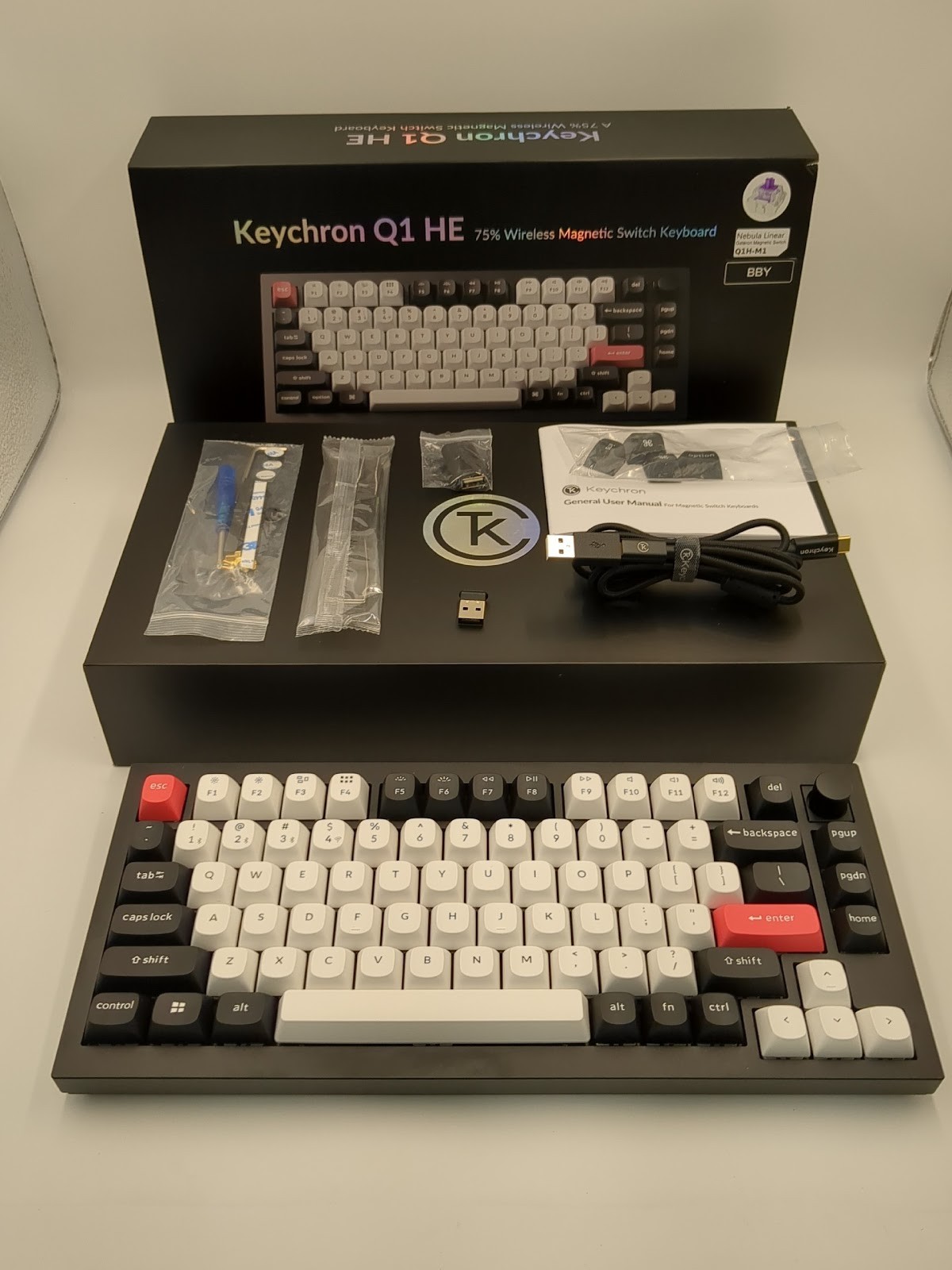 New KEYCHRON Q1 HE 75% Wireless Magnetic Switch Keyboard Nebula Linear Switch