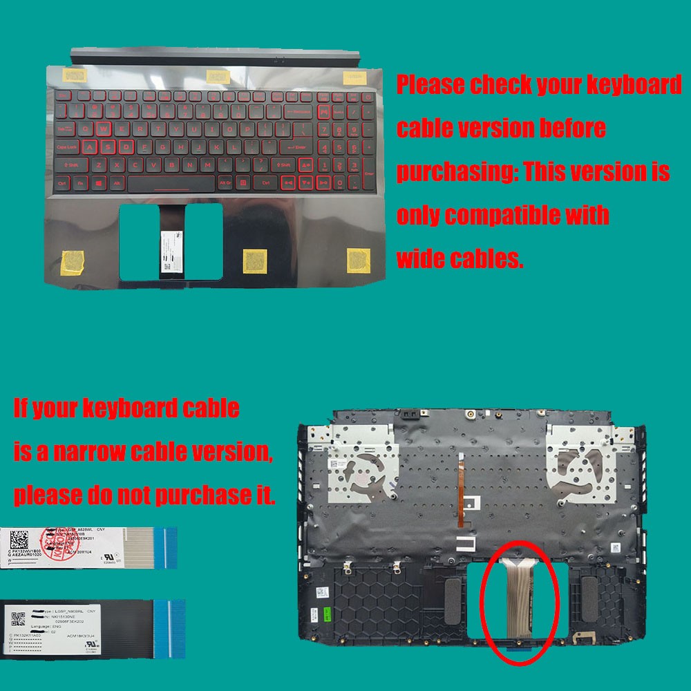 New Backlit Keyboard Palmrest For Acer Nitro AN515-55 AN515-44 6B.Q7KN2.033 US