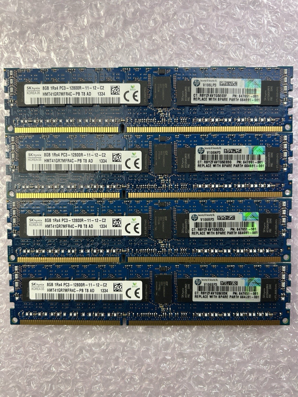 SK Hynix HP 32GB 4x8GB DDR3 PC3-12800R ECC Reg RAM HMT41GR7MFR4C-PB