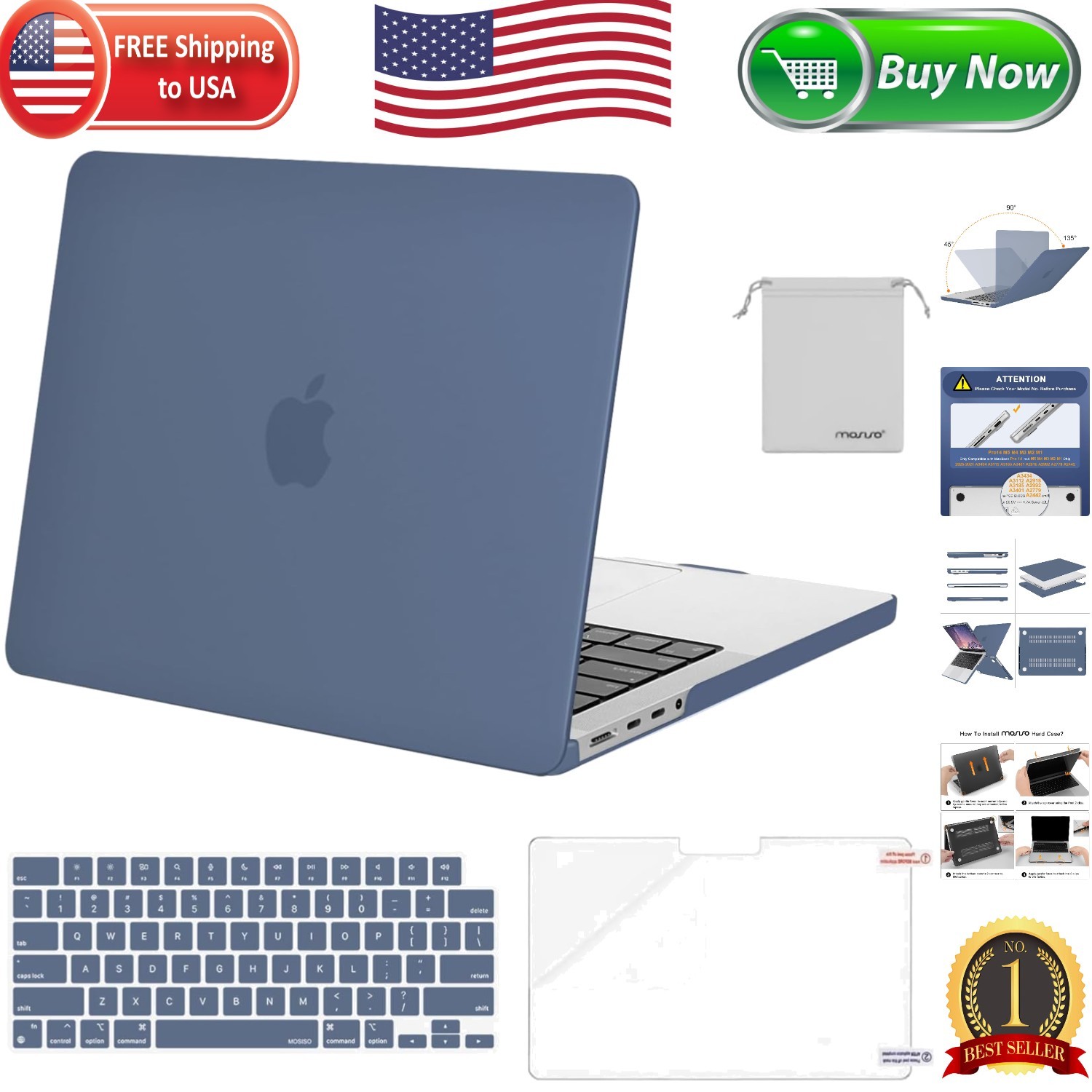 Complete Protection Kit for MacBook Pro 14" - Hard Shell, Keyboard Cover & More