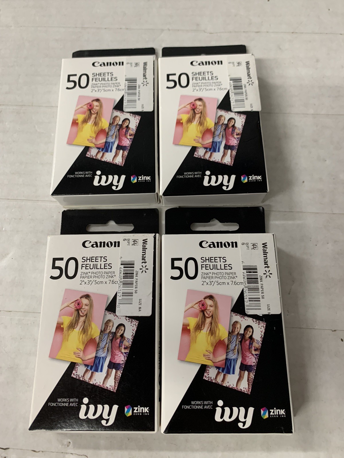 (x4)-Canon Zink Ivy Photo Paper - 2 x 3 Inches - Lot of 4-50 Packs, 200 Total