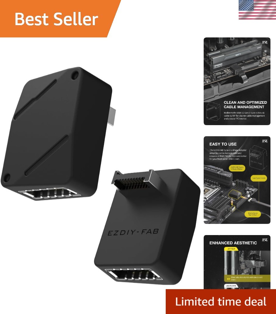 USB 3.2 Gen 2 Type-E 90 Degree L-Shape Adapter, Motherboard USB-C Header Conv...