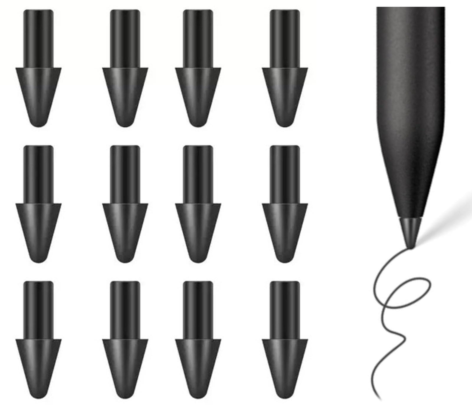 12PCS Carbon-Filled Replacement Tips for Remarkable Paper Pro Stylus - Durable N