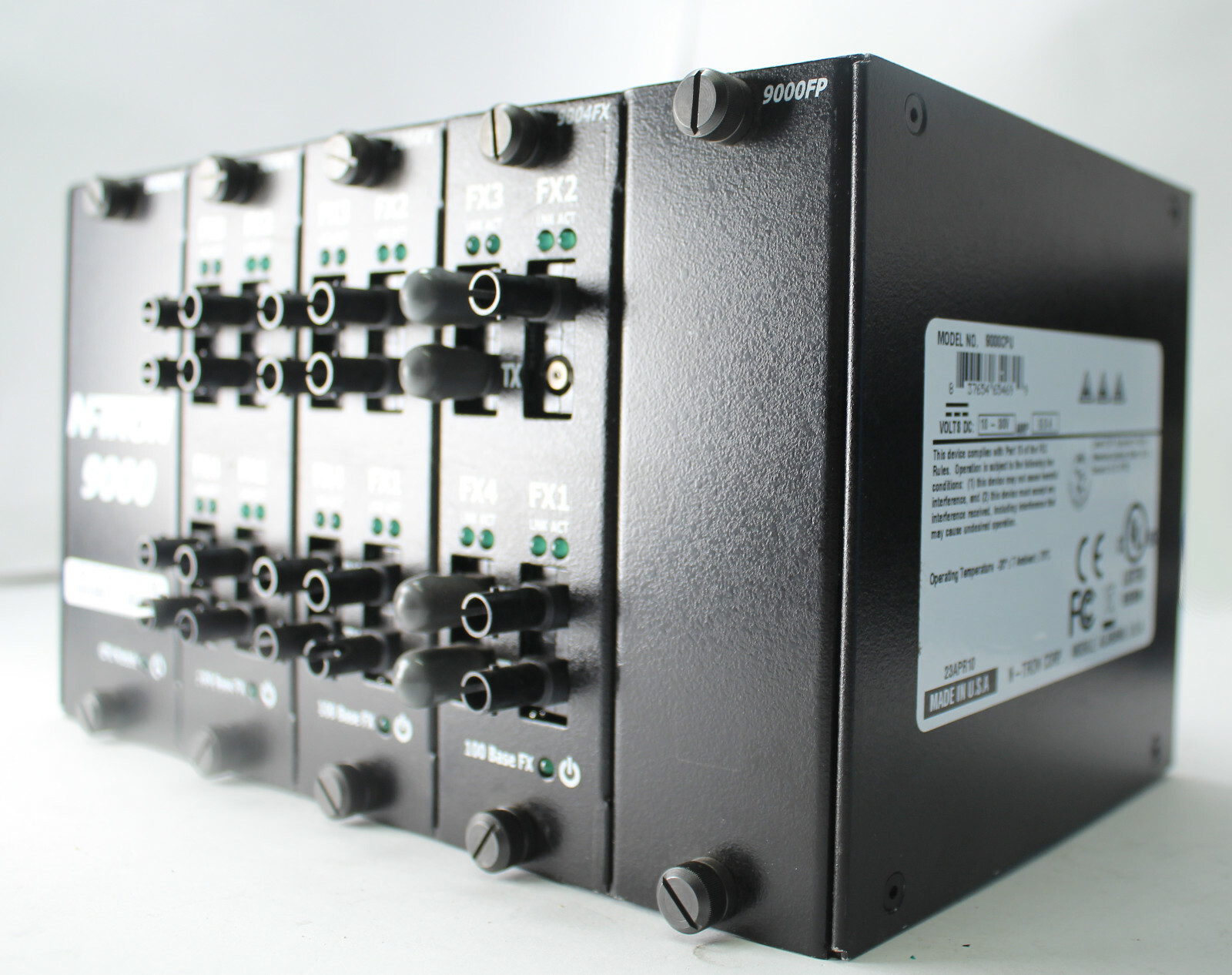 N-TRON 9000BP 4 SLOT CPU CHASSIS W/ 9000CPU , (3) 9004FX , 9000FP MODULES