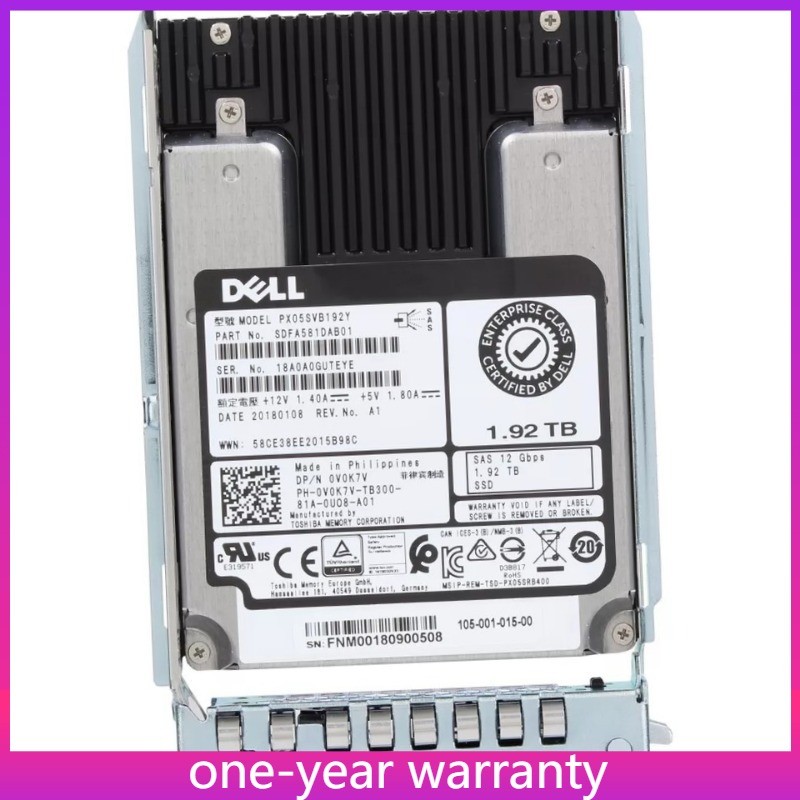 NEW 0V0K7V V0K7V DELL PX05SVB192Y 1.92TB 2.5" SAS 12G MU SSD Solid State Drive