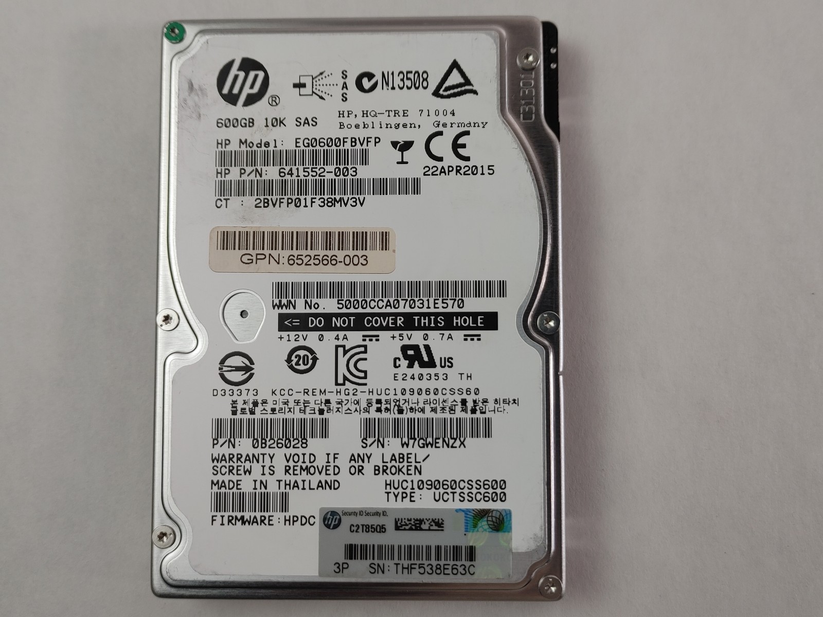 Lot of 2 Hitachi HP HUC109060CSS600 600 GB SAS 2 2.5 in Enterprise Drive