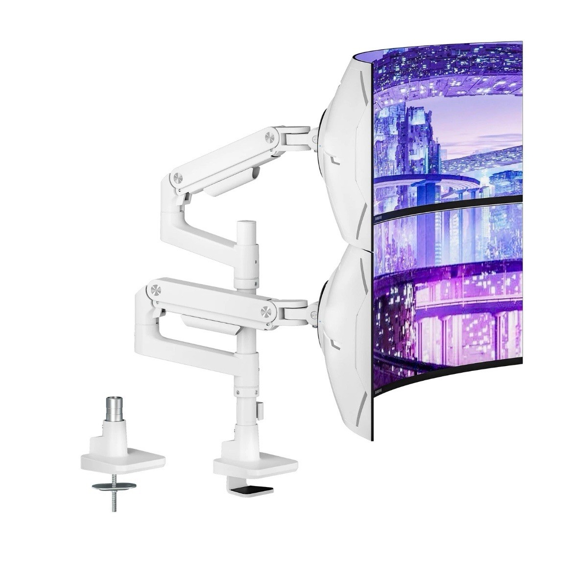 Ares Wing GDT1004P-2WH Dual Monitor Arm for Monitor Stacking Fits 17-49" 