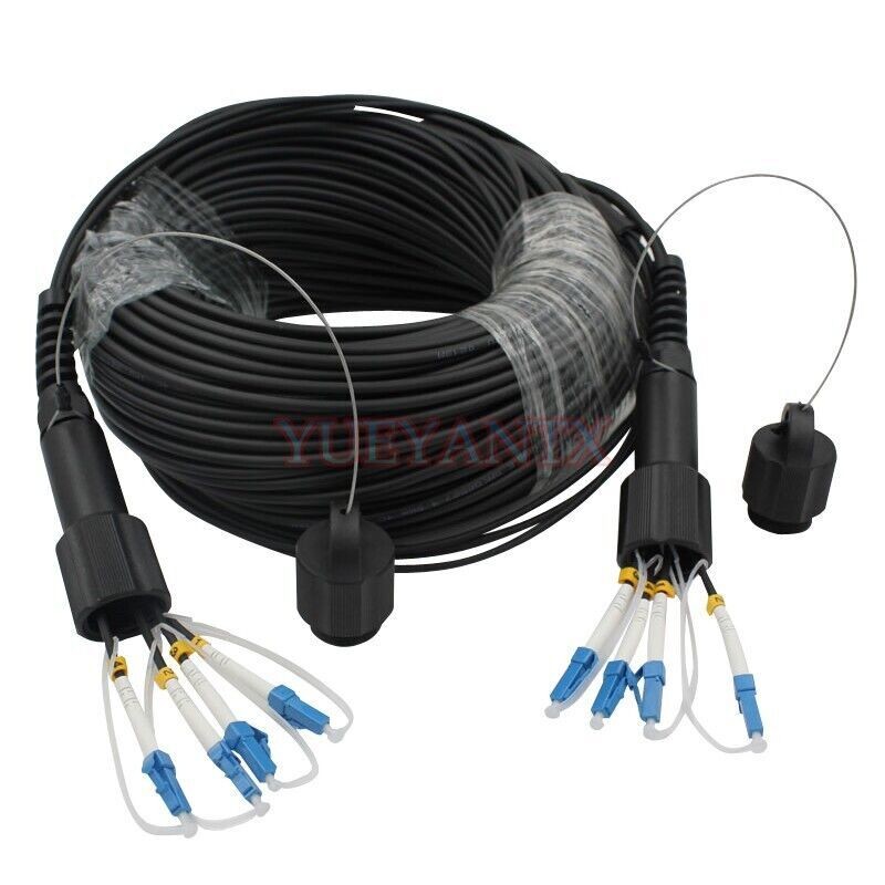 150M LC-LC SM 4 Strand Armored Field TPU Optic Patch Cord Cable Waterproof Head