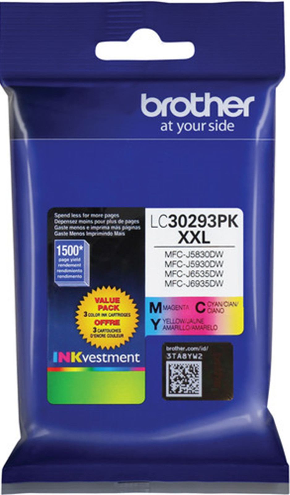 New Genuine Brother LC3029XXL Cyan Magenta Yellow 3PK Ink Cartridges Exp. 2027