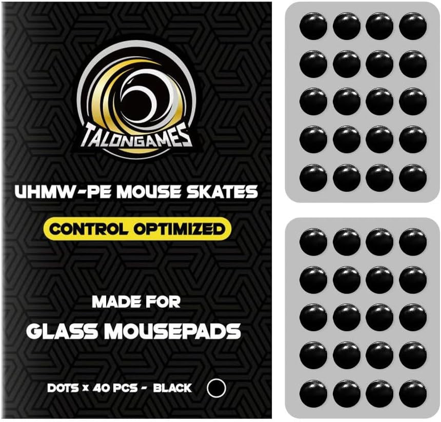 Mouse Skates for Glass Mousepads | High-Density UHMW-PE | Universal Round Dots 6