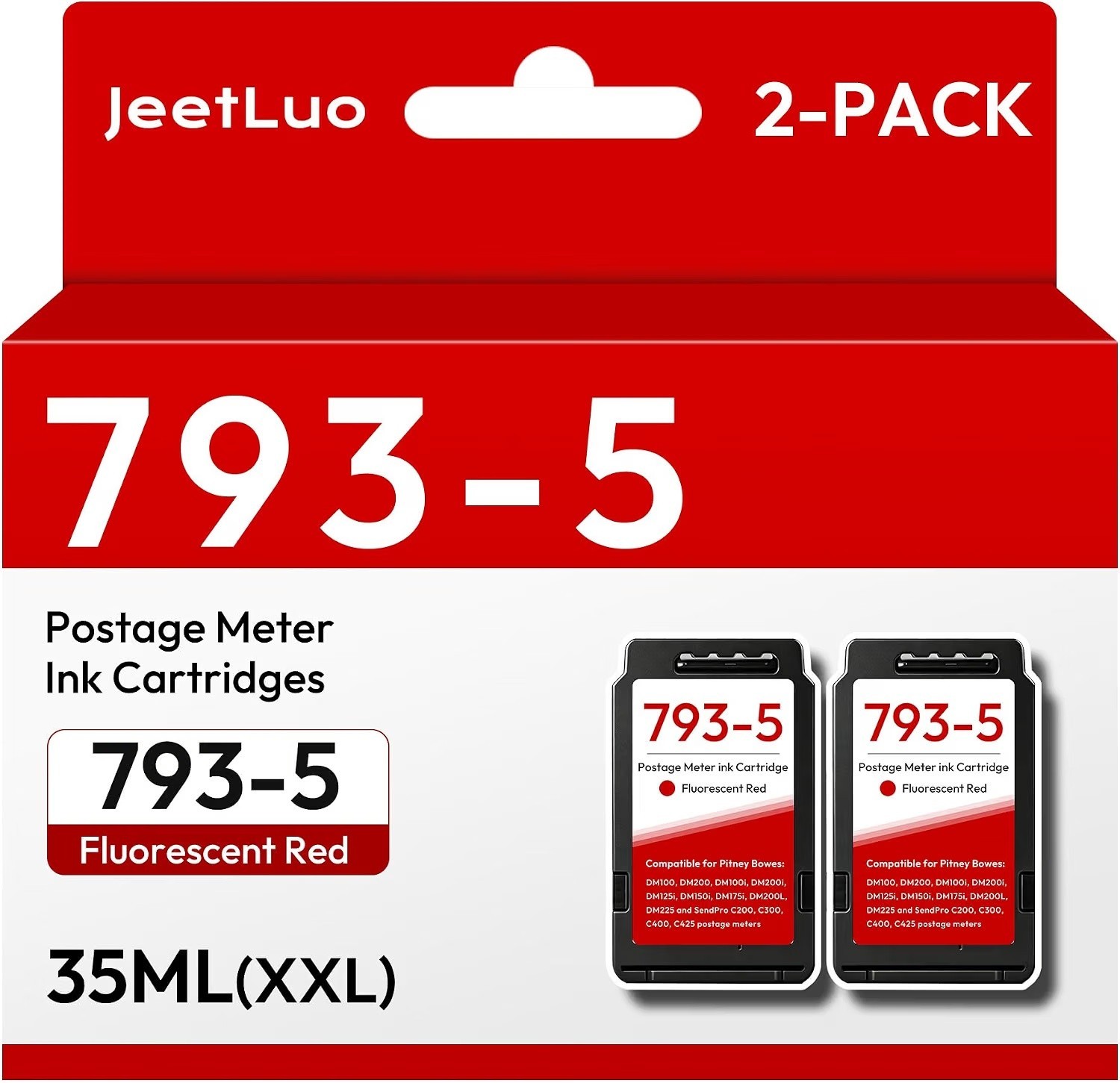 2-Pack SL-793-5 Ink Cartridge Replacement for Pitney Bowes 793-5 Red Ink 793-5