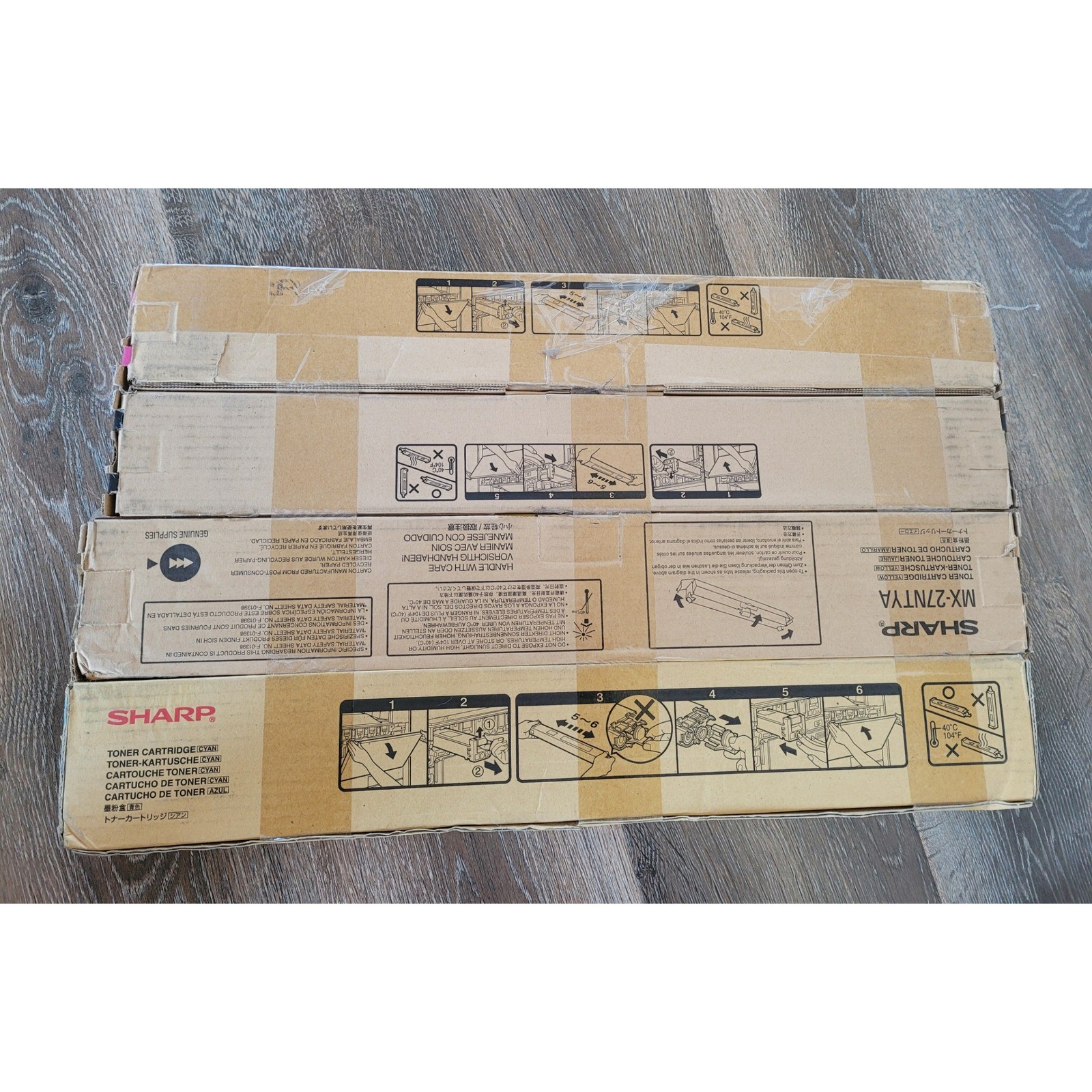 Sharp MX-27NTMA MX-27NTBA MX-27NTYA MX-27 Cyan Toner Cartridge - Lot of 4