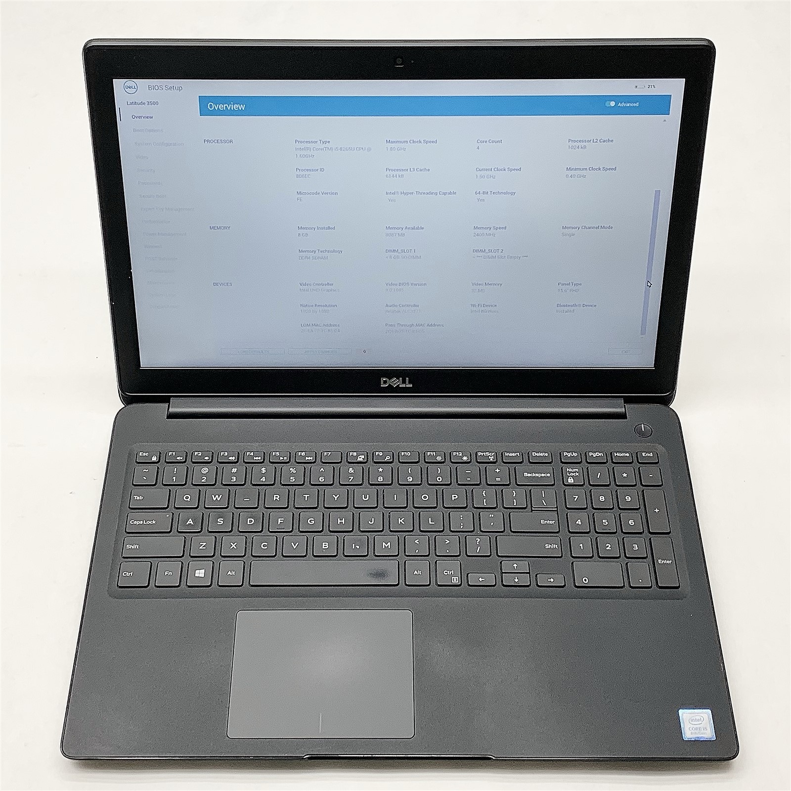 Dell Latitude 3500 Laptop Intel Core i5 8265U 1.60GHZ 15.6" FHD 8GB RAM NO HDD