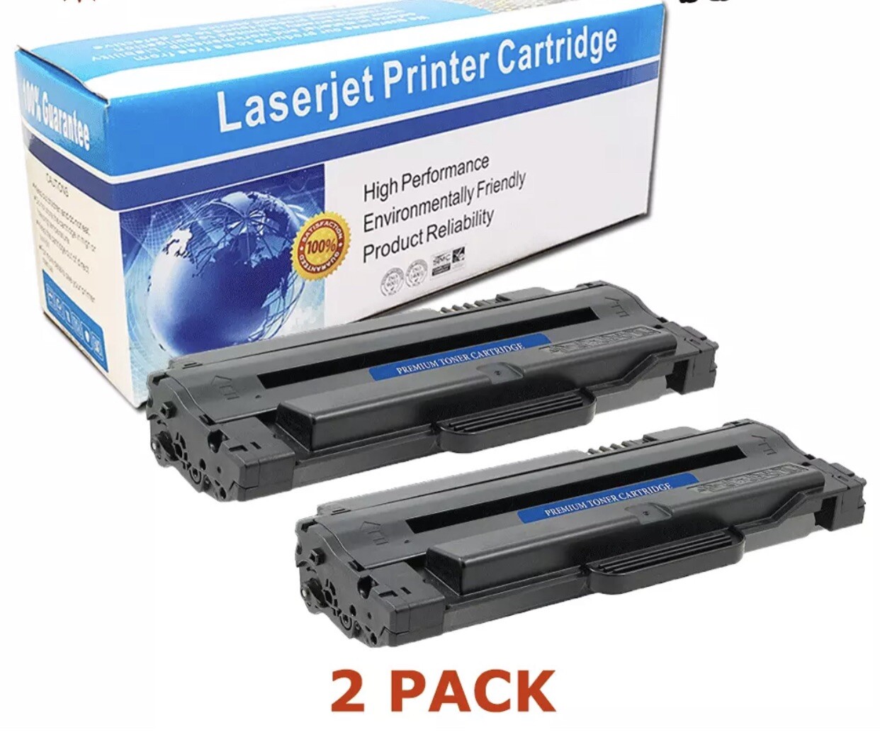 2 Two MLT-105 MLT-D105L Black Toner Cartridge For Samsung ML1910 1915 2525 2580
