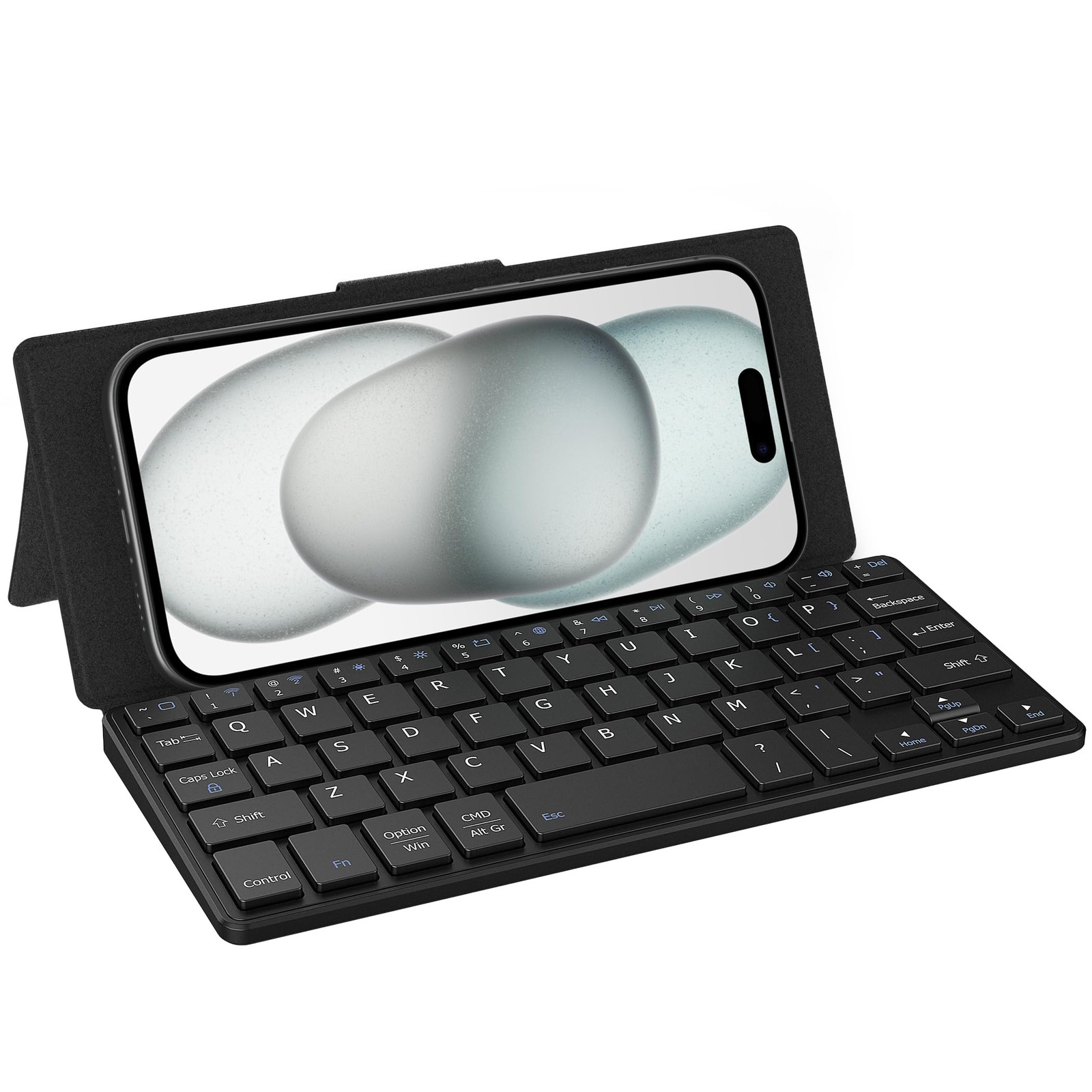 CACOE Wireless Keyboard with Stand, Mini for Cell Phone, black