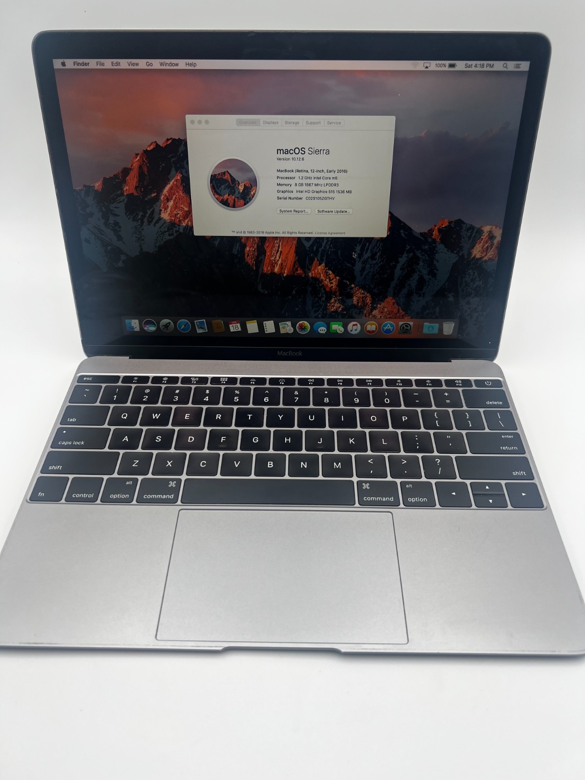 Apple MacBook 12" Retina 2016 1.2GHz Core m5 8GB RAM Space Gray Laptop