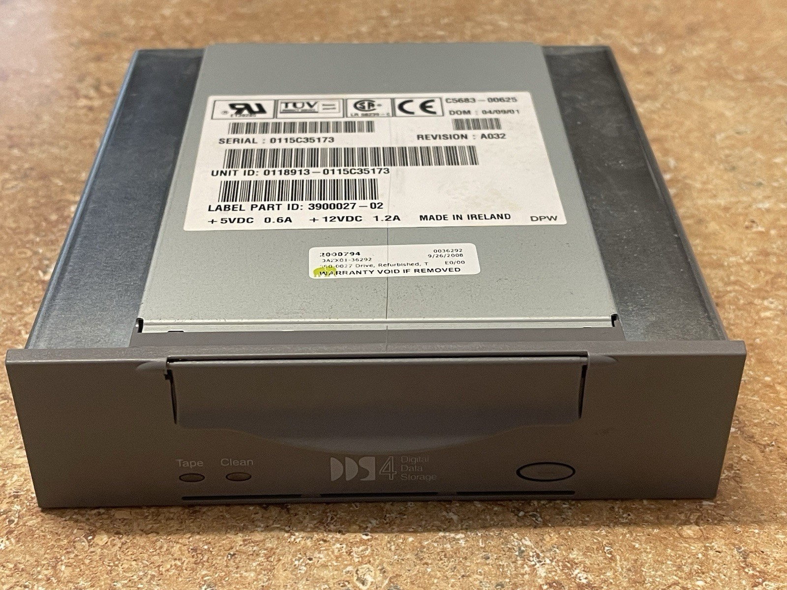 Sun 350-0027 4mm DDS-4 Interval LVDSCSI TAPE DRIVE Data Backup