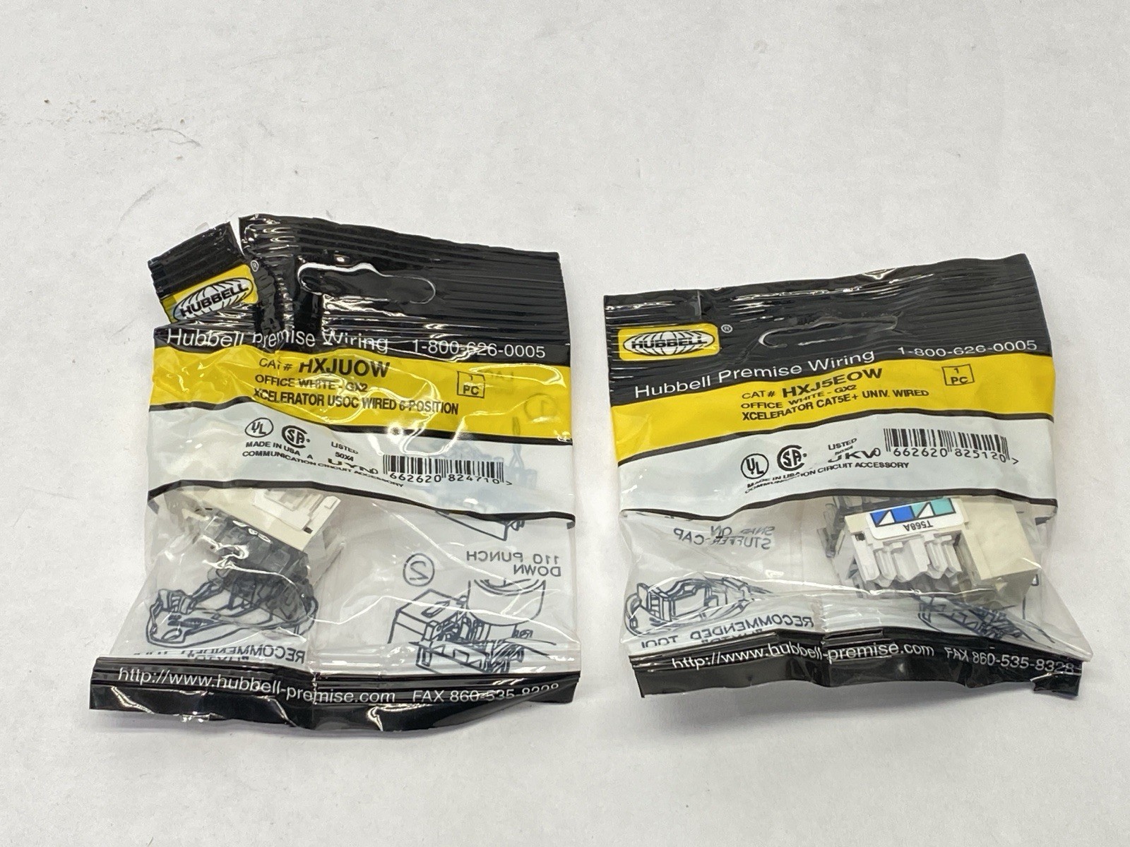 Hubbell HXJ5EOW Xcelerator USOC Wired 6-Position CAT5E White LOT OF 2