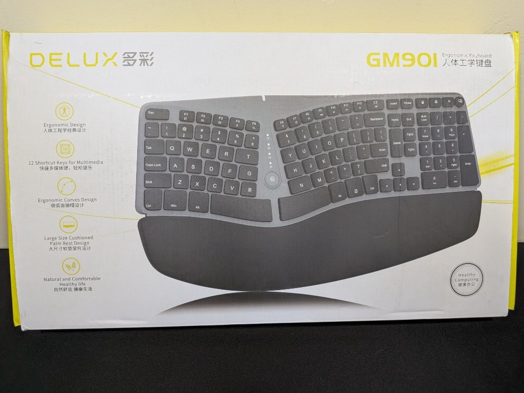 Delux GM901 Wired Ergonomic Keyboard Split Key Palm Rest Black