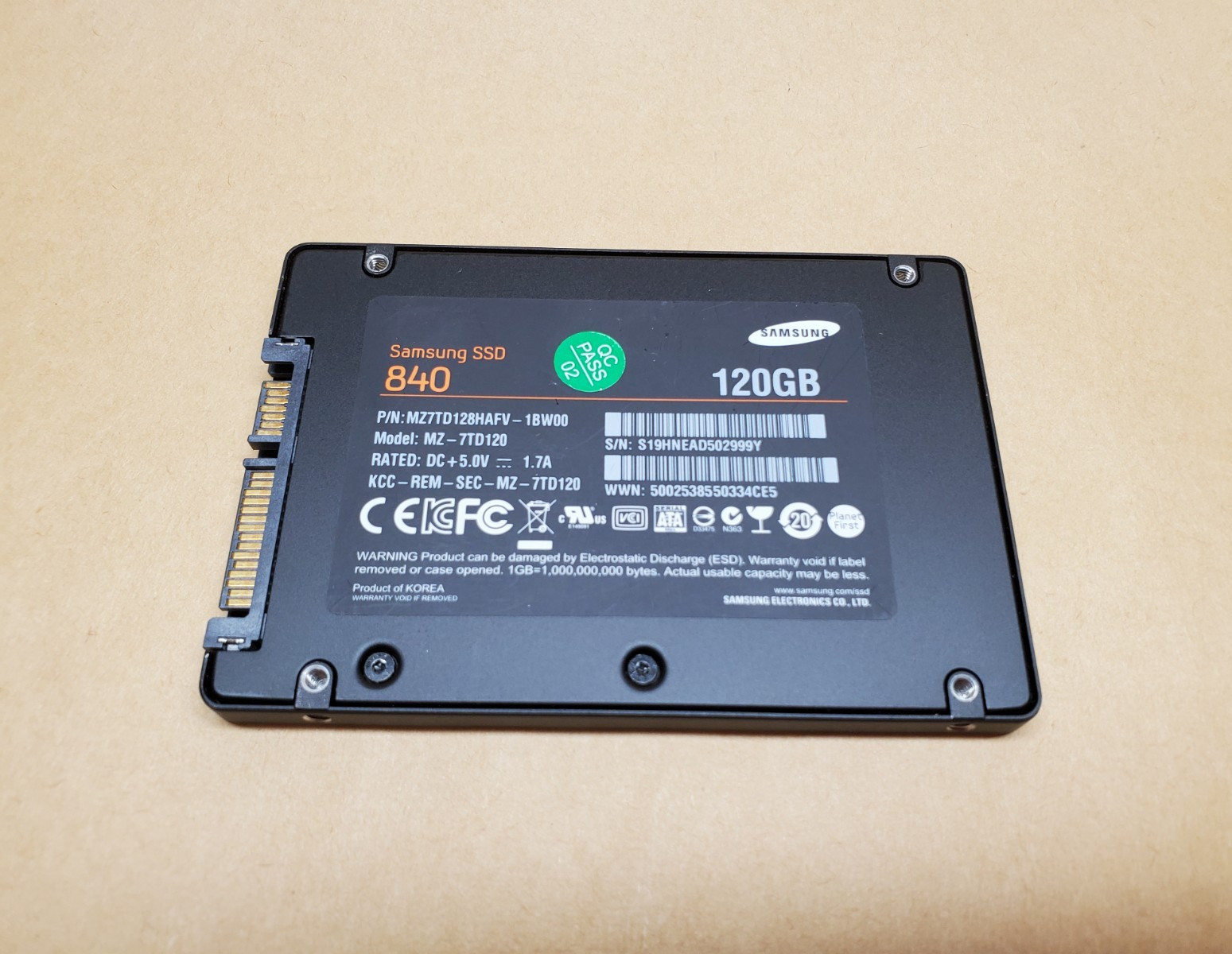120GB Samsung 840 MZ-7TD120 SATA 2.5" SSD | Tested